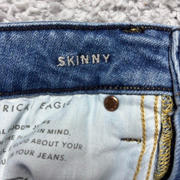 American Eagle Jeans Mens 31 Skinny Airflex Temp Tech Distressed Holes Grunge - Picture 3 of 6